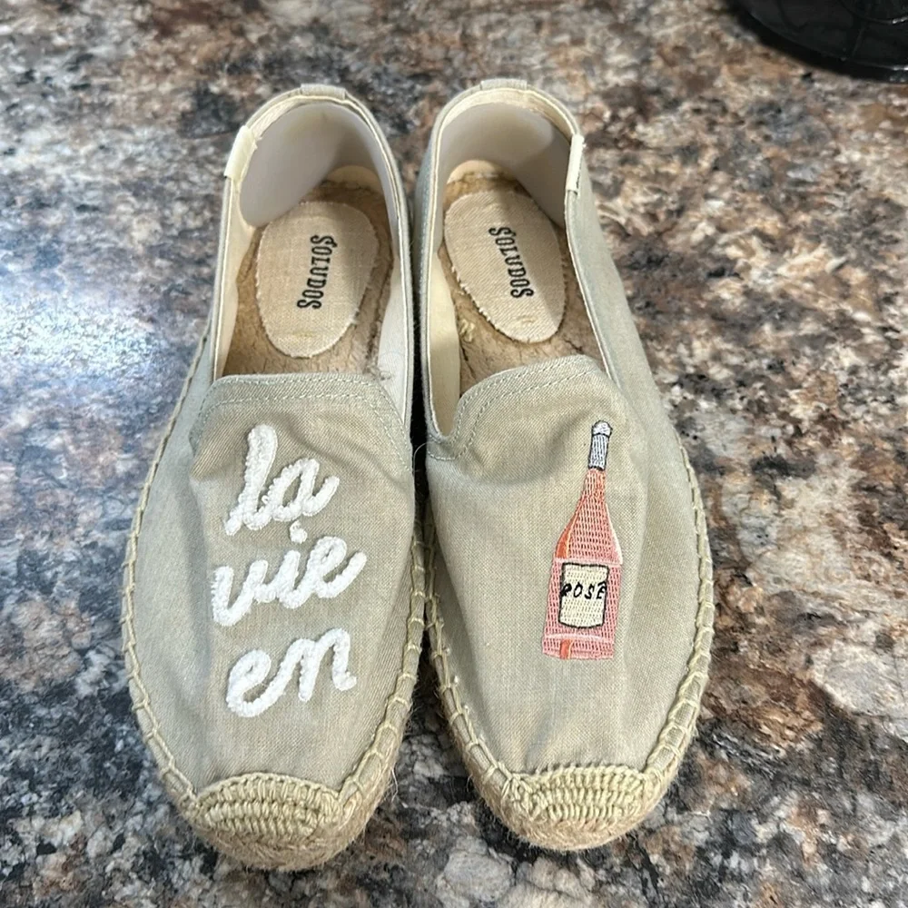 Soludos La Vie En Rose Smoking Slipper Espadrilles Size 7.5 - Picture 1 of 6